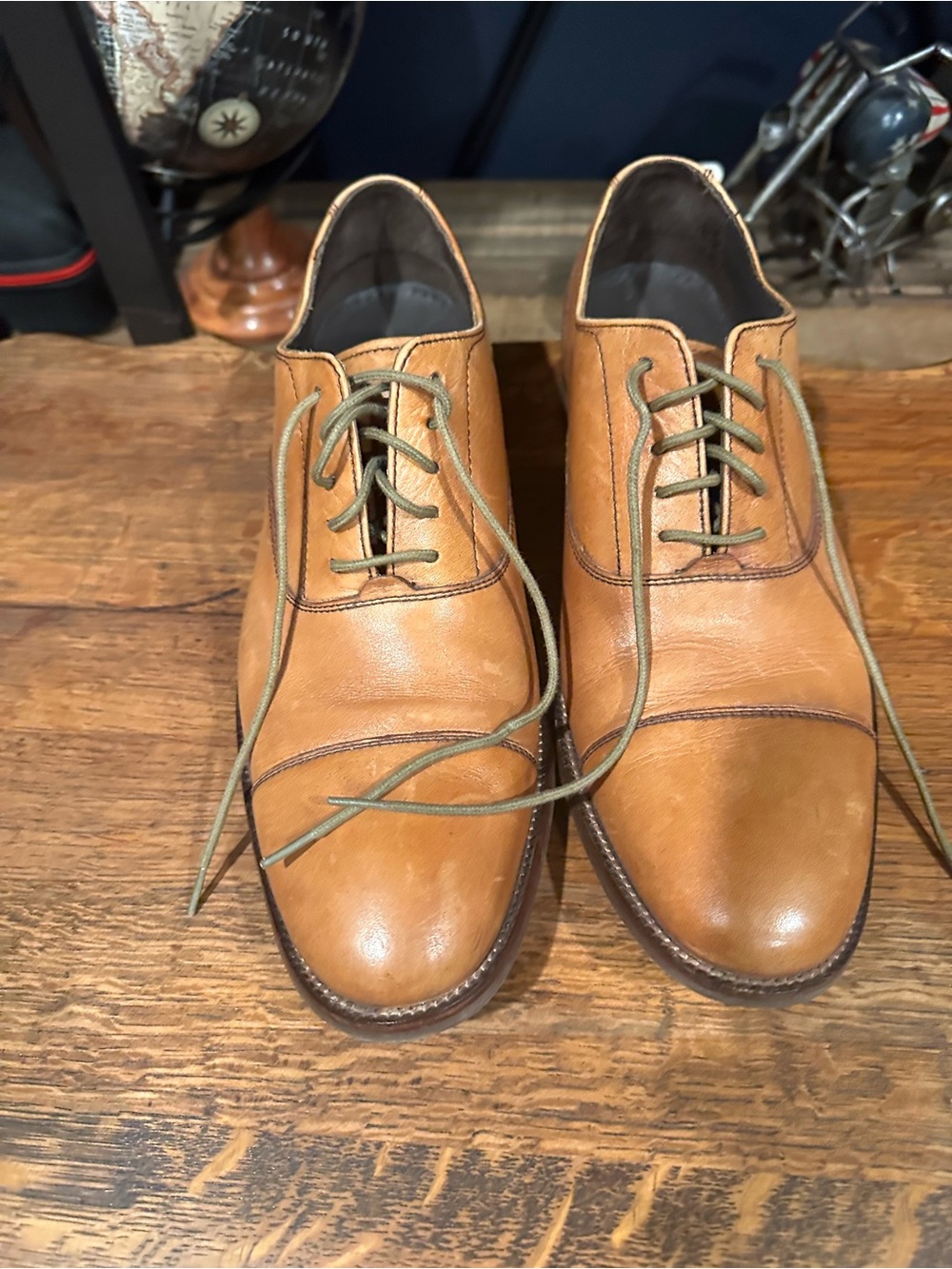 Cole Haan Men's Cognac Leather Cap-Toe Derby Oxfords